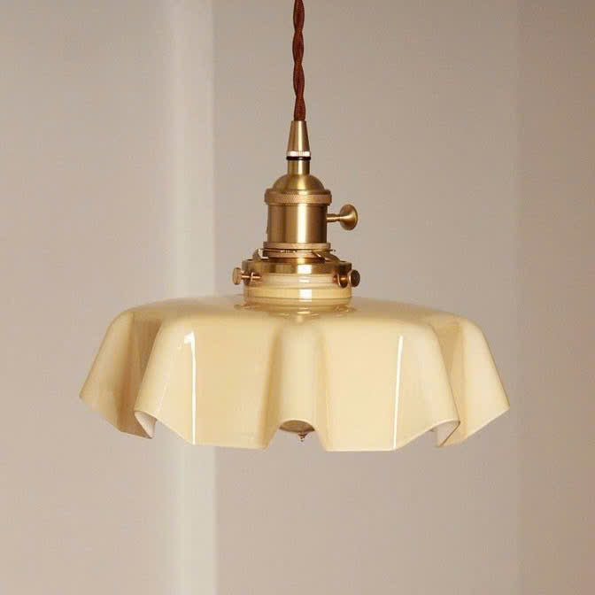 Flower Shape Milk Glass Pendant Light