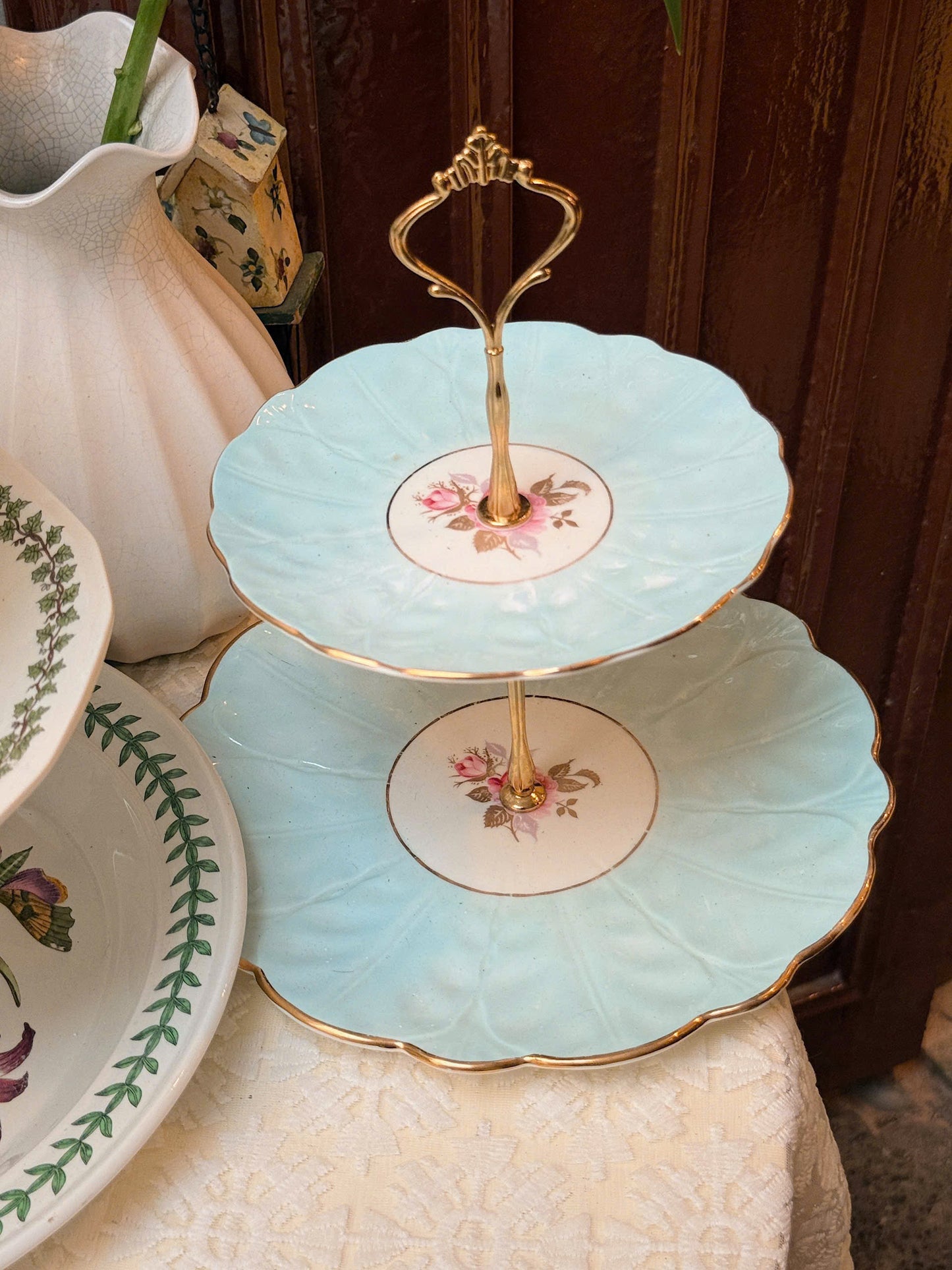 Aynsley “Aquamarine Crorus” Cake Stand