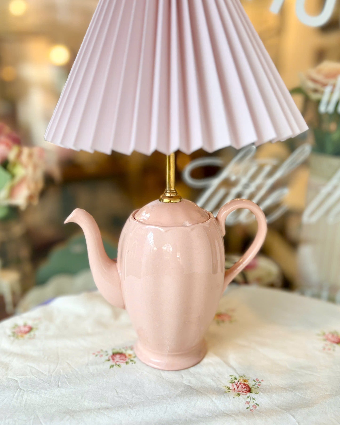 Pastel Pink Teapot Lamp