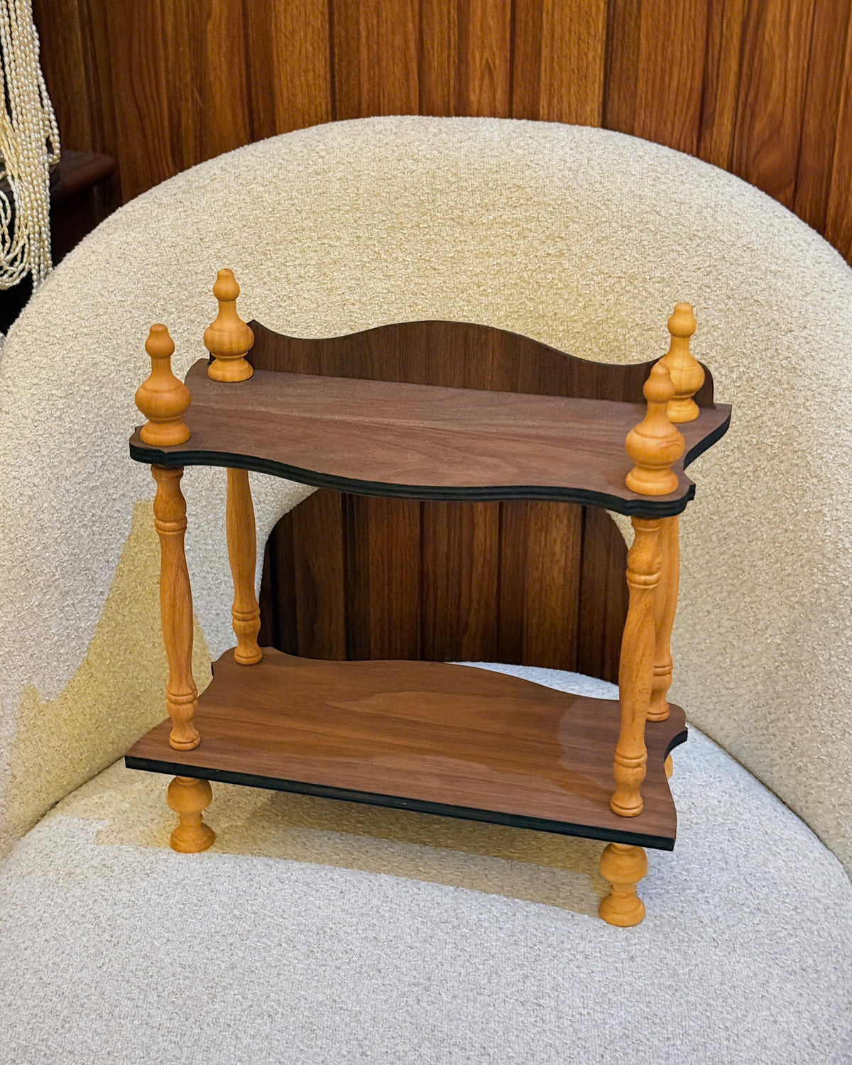 Vintage Wooden Two-Tier Shelf