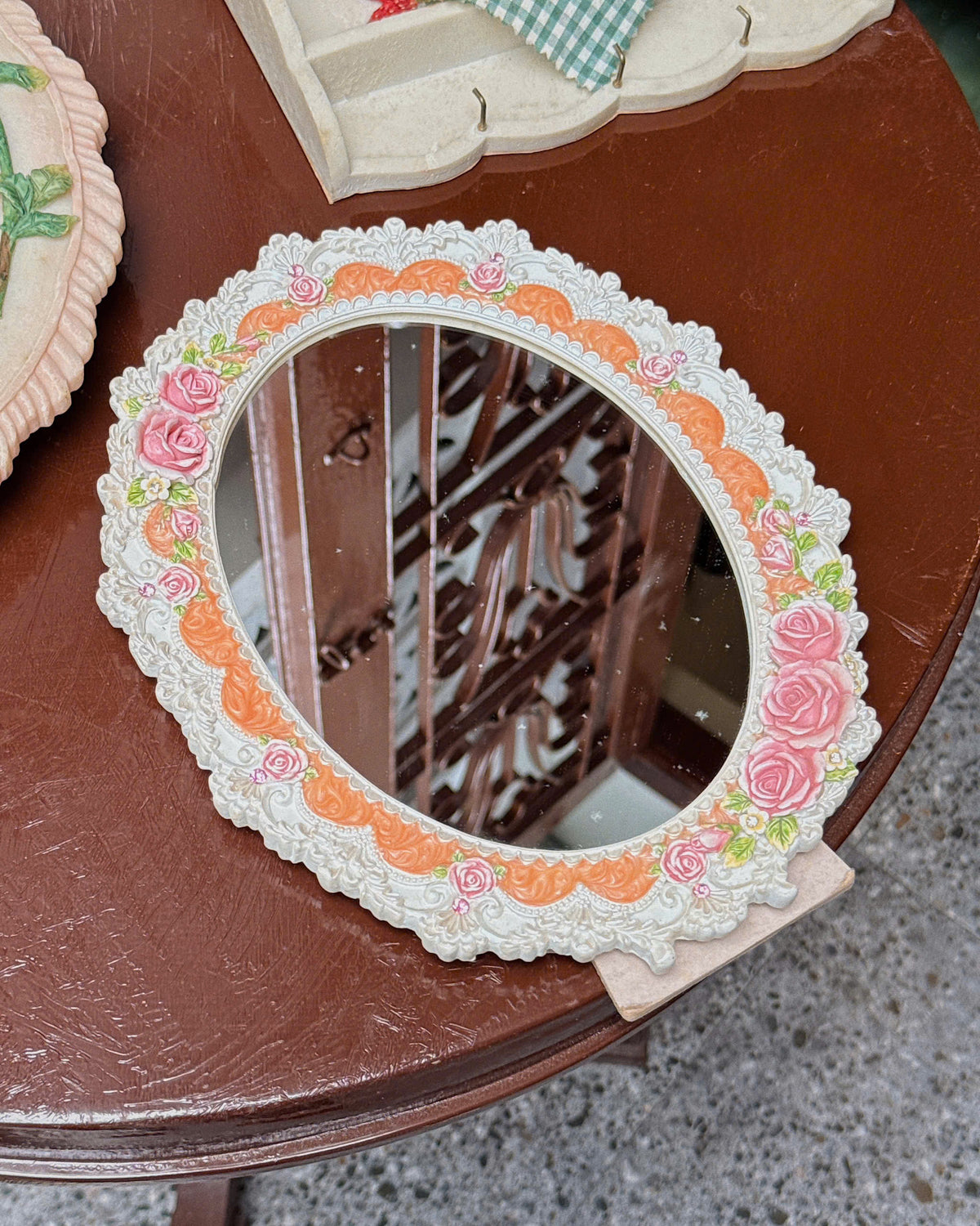 Antique-Style Rose Wall Mirror