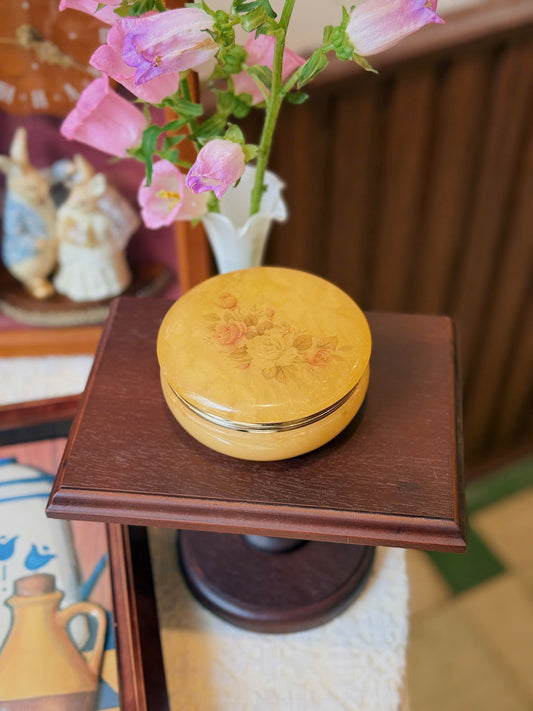 Hand-Carved Genuine Alabaster Vintage Jewelry Box – Made in Italy