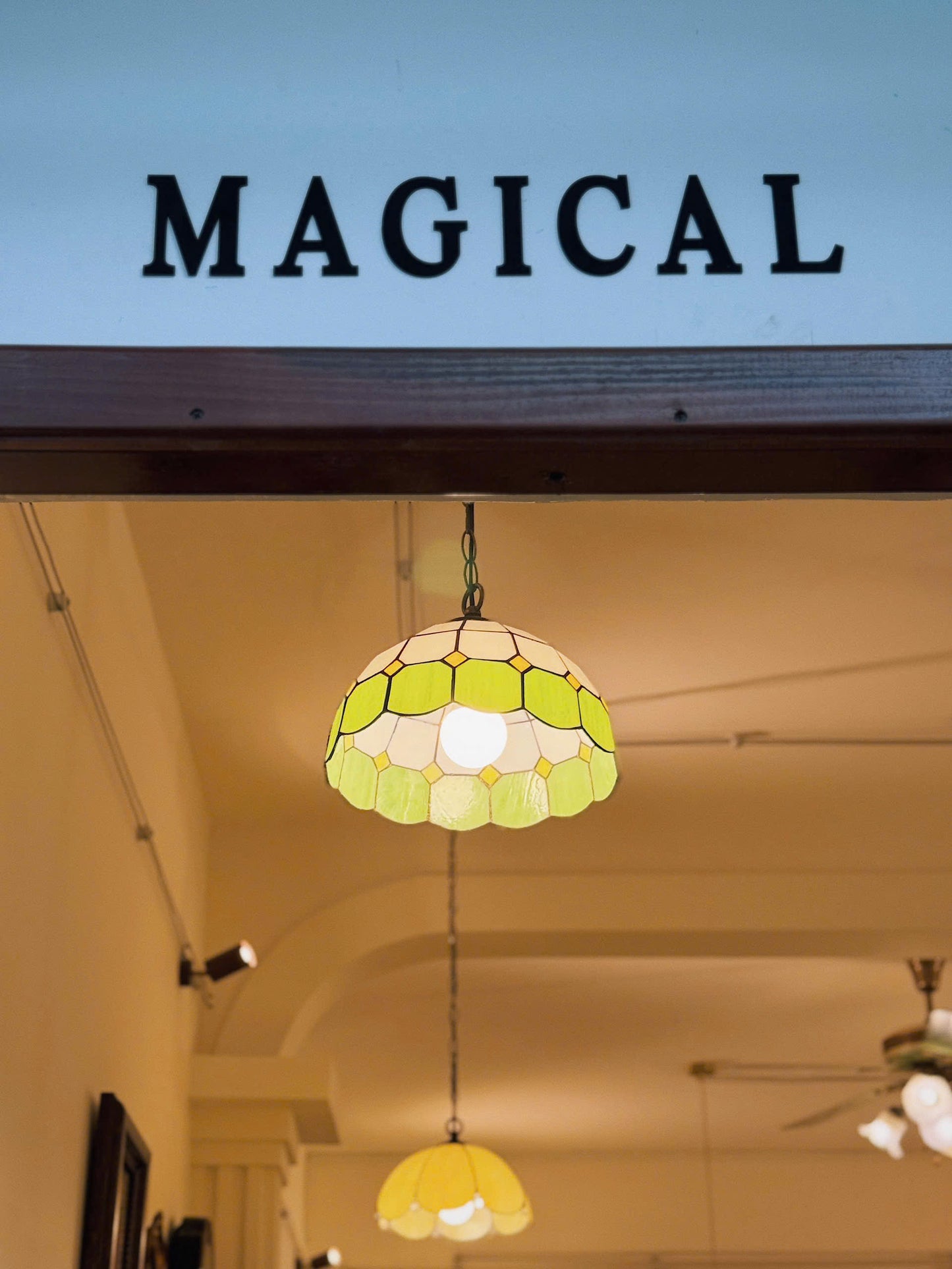 Green Stained Glass Pendant Light