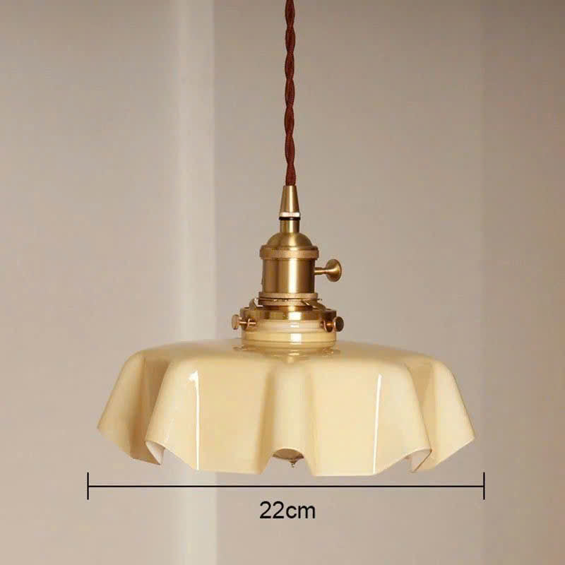 Flower Shape Milk Glass Pendant Light