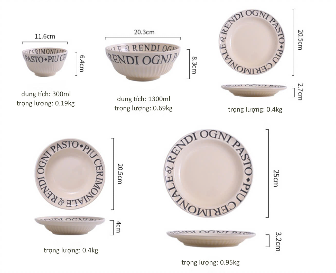 Italian Style Letter Plate & Bowl