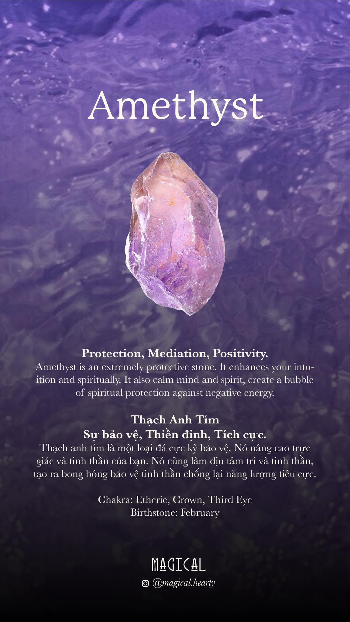 Thạch Anh Tím (Amethyst) hình trái tim