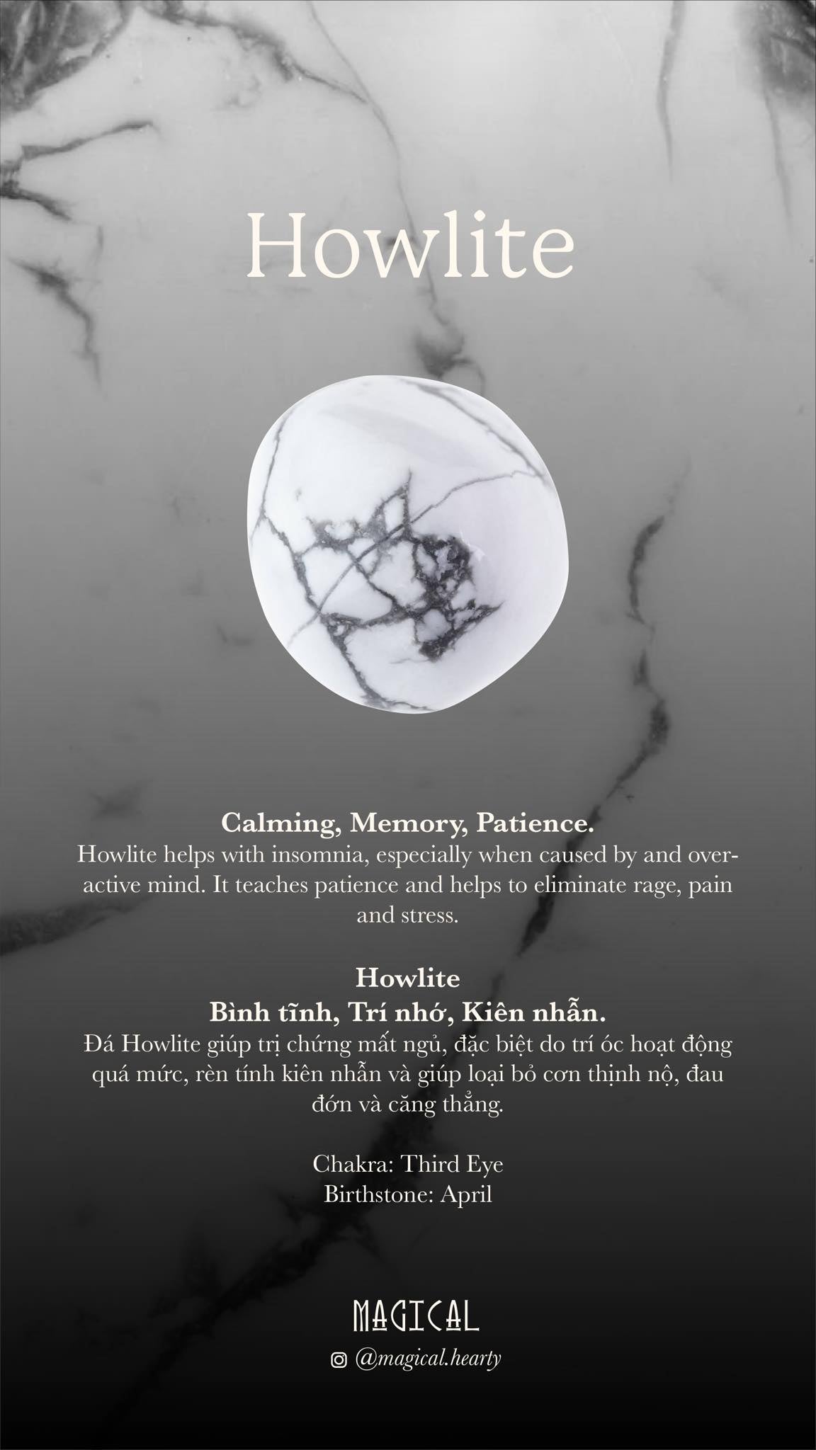 Đá Howlite hình trái tim