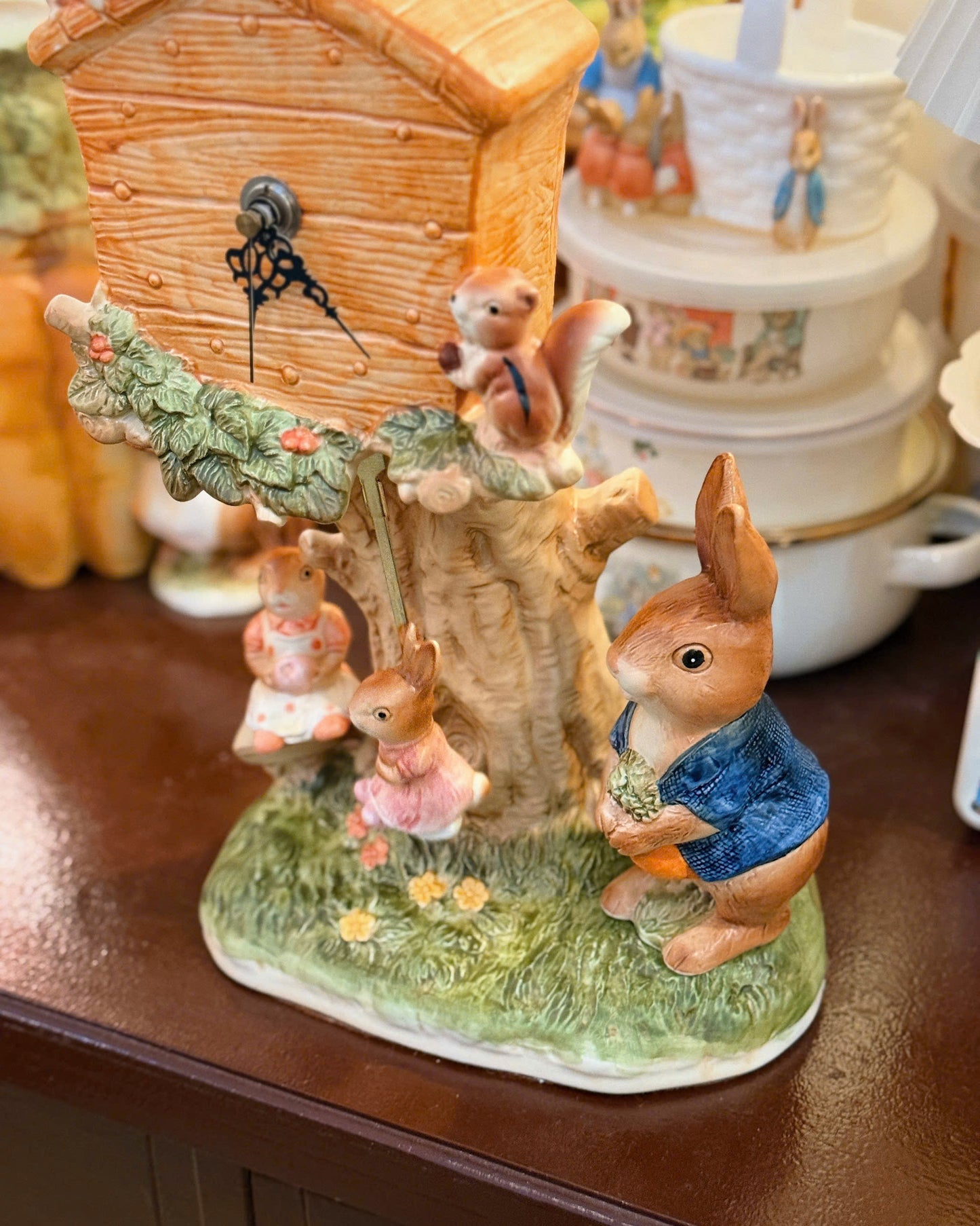Rabbits Ceramic Pendulum Clock