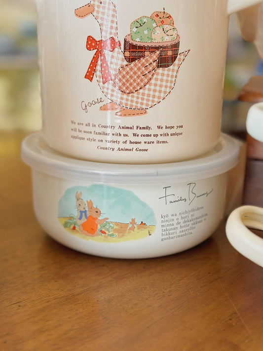 Family Bunny Enamel Bowl