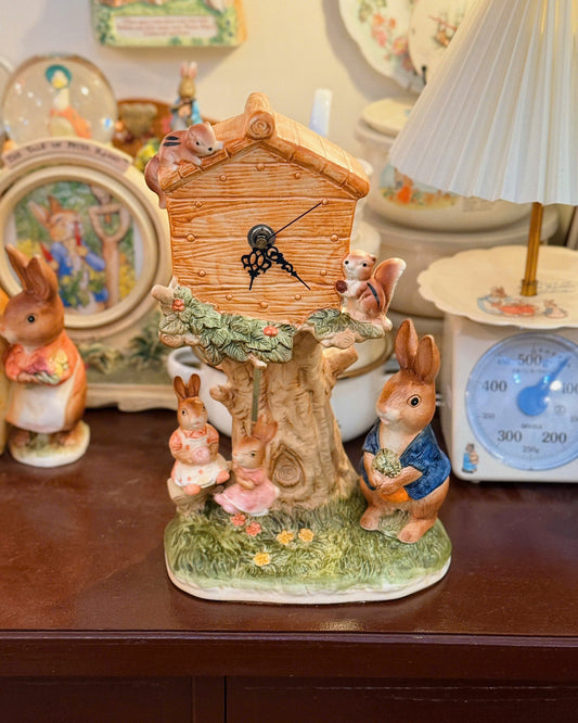Rabbits Ceramic Pendulum Clock