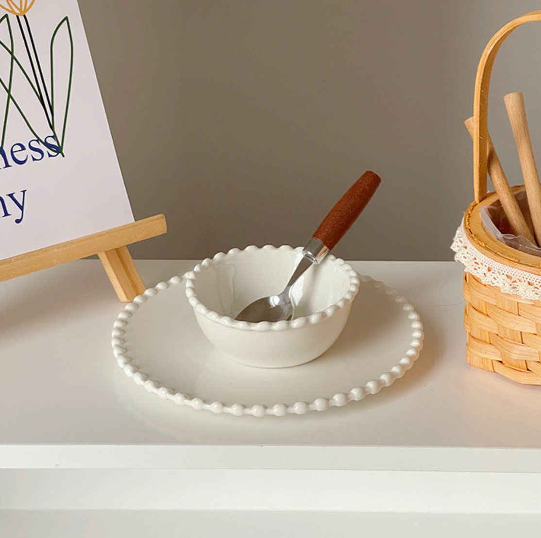 White Ceramic Plate & Bowl