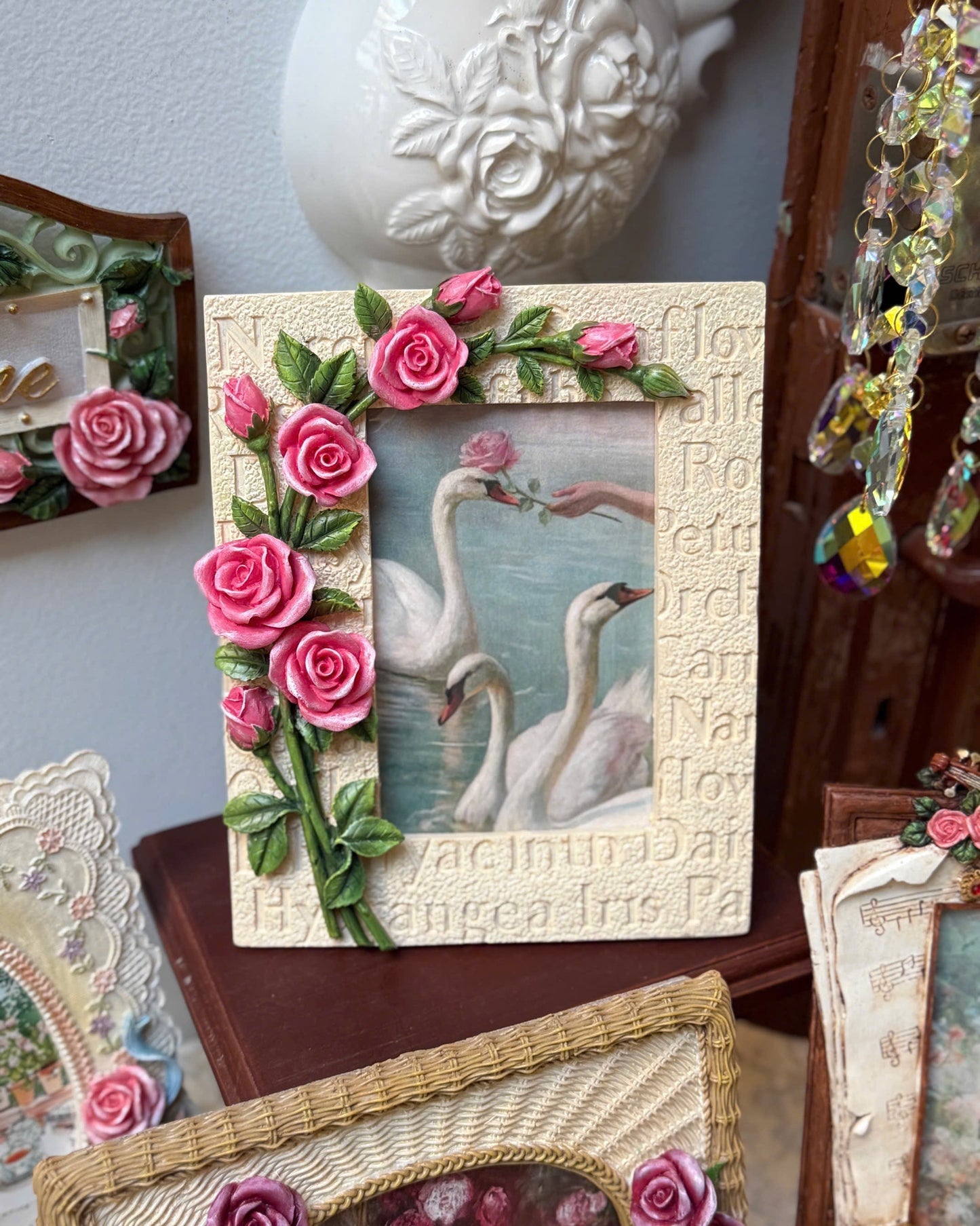 Vintage Style Frame with Rose Pattern