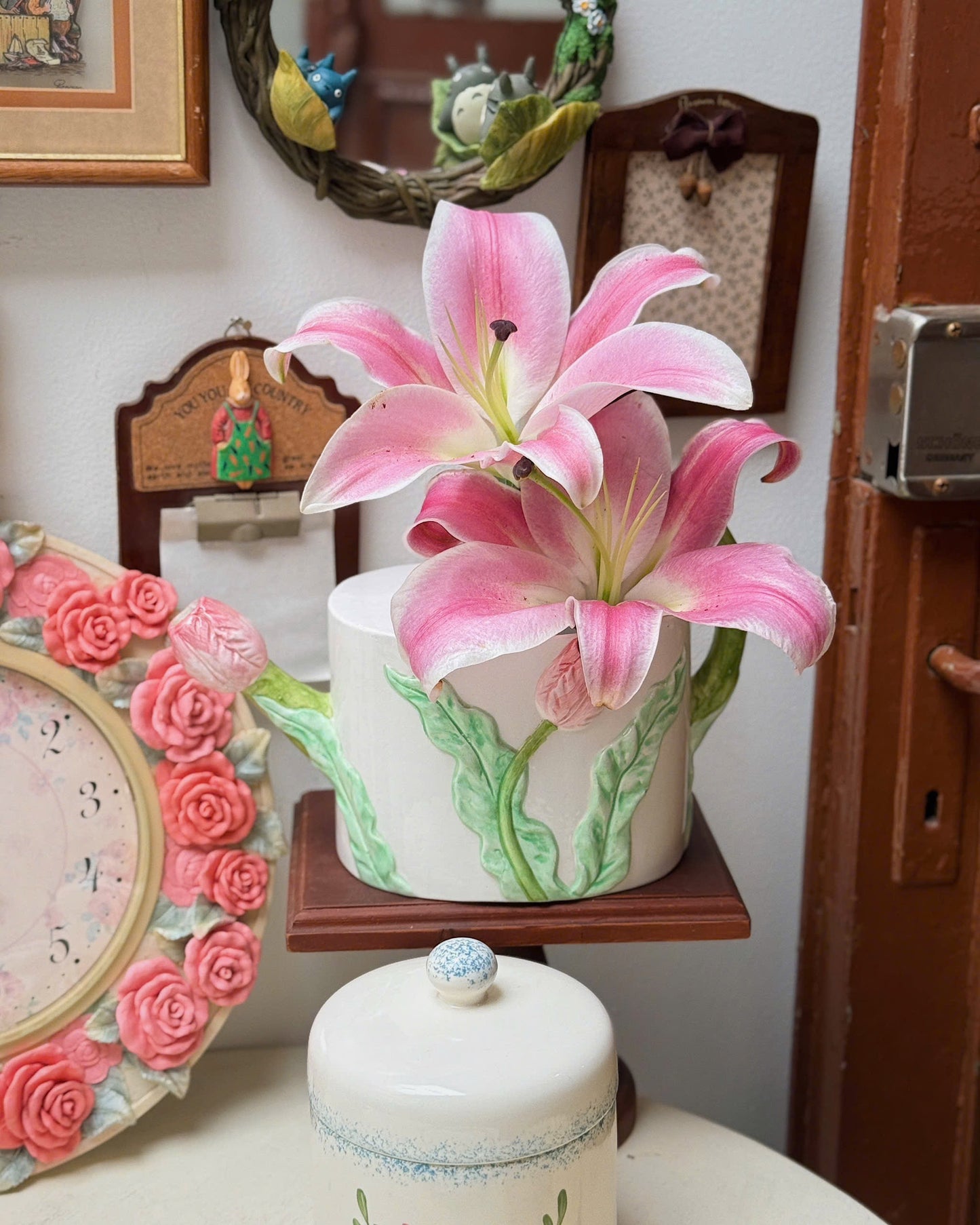Vintage Ceramic Tulip Watering Can
