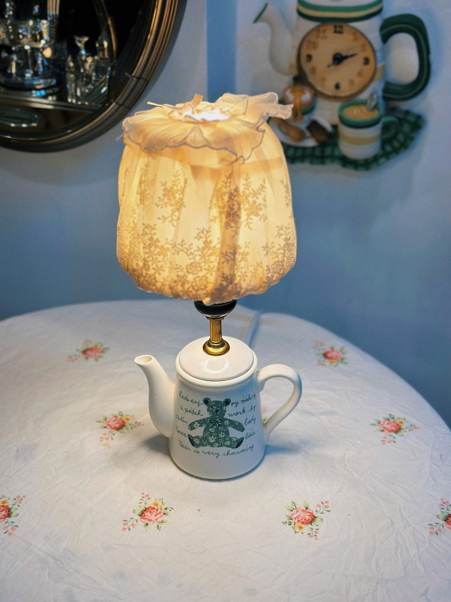 Vintage Bear Teapot Lamp