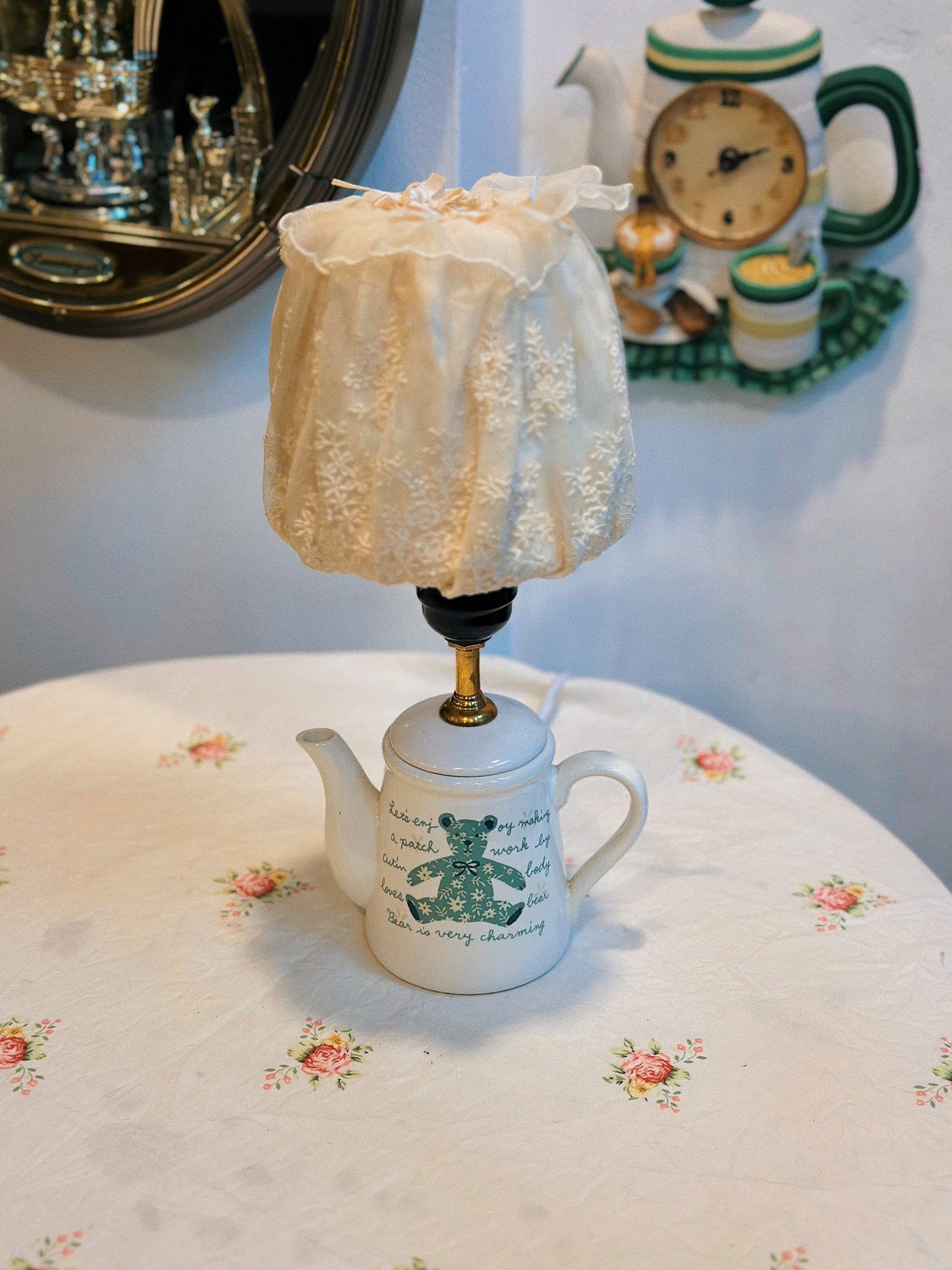 Vintage Bear Teapot Lamp