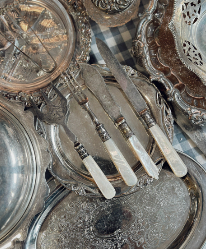 P.BROS E.P.N.S Vintage Silver Plated Fork & Knife