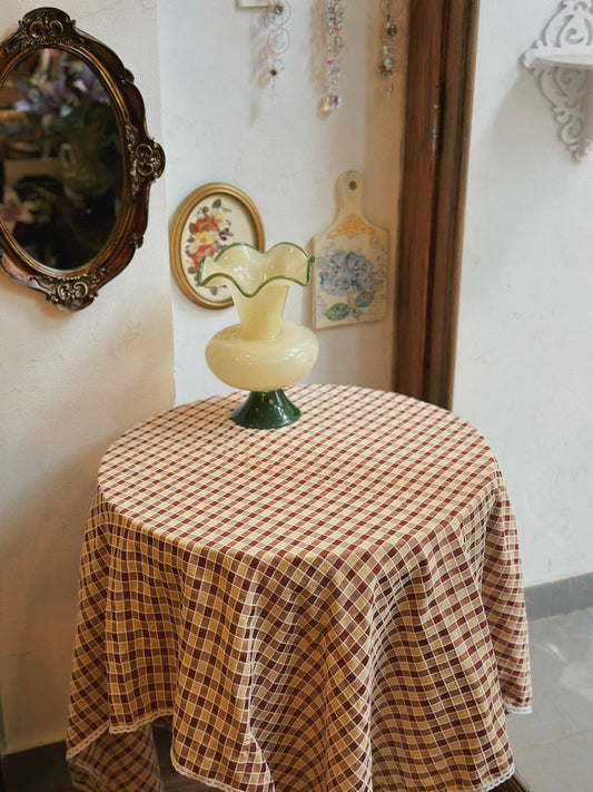 Brown Gingham Tablecloth