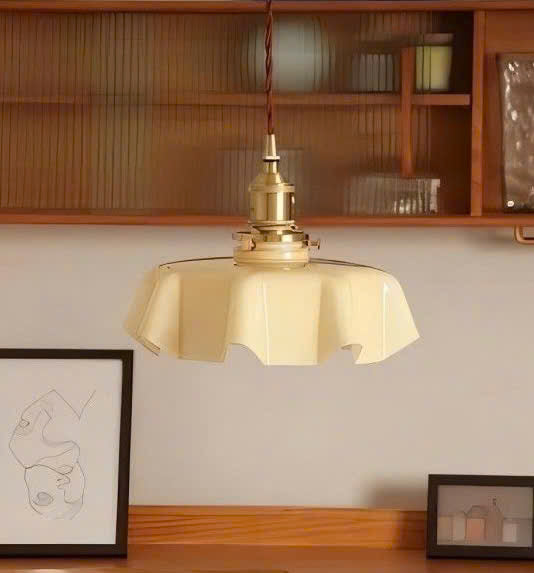 Flower Shape Milk Glass Pendant Light