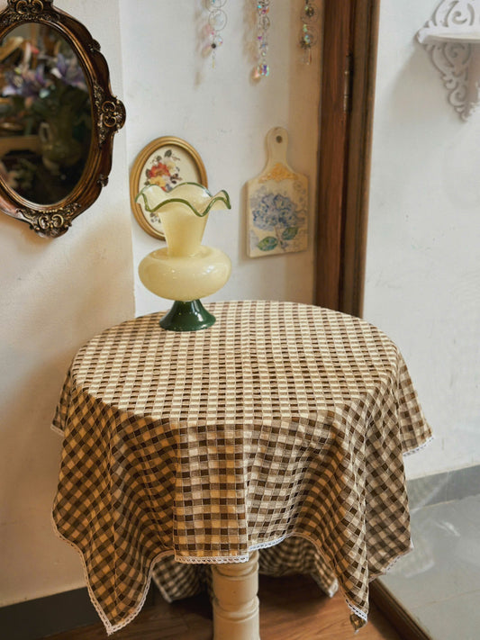 Khaki Gingham Tablecloth