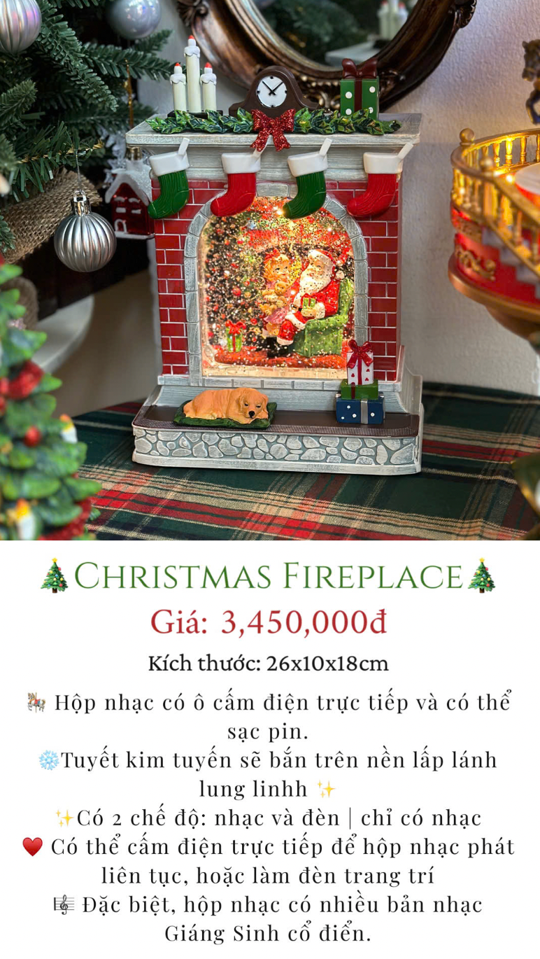 Hộp nhạc lò sưởi Santa