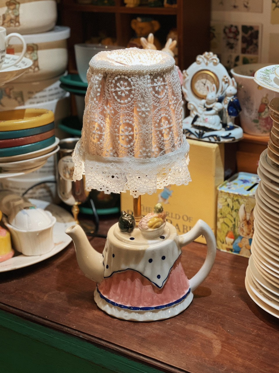 Reworked Pink Tea Pot Lamp