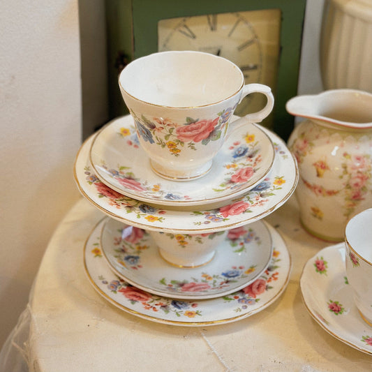 Crown Trent - Staffordshire Tea Cup & Saucer Trio Set