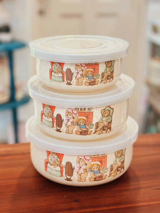 Bear Family Enamel Bowl ✨