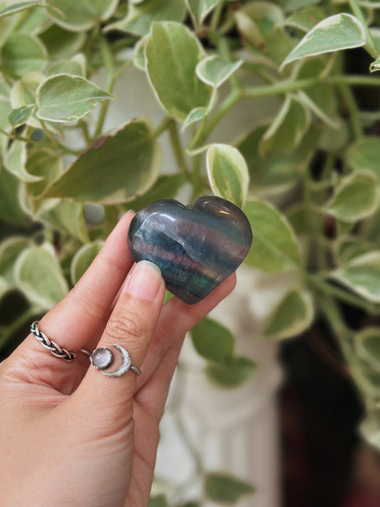 Heart Shaped Rainbow Fluorite