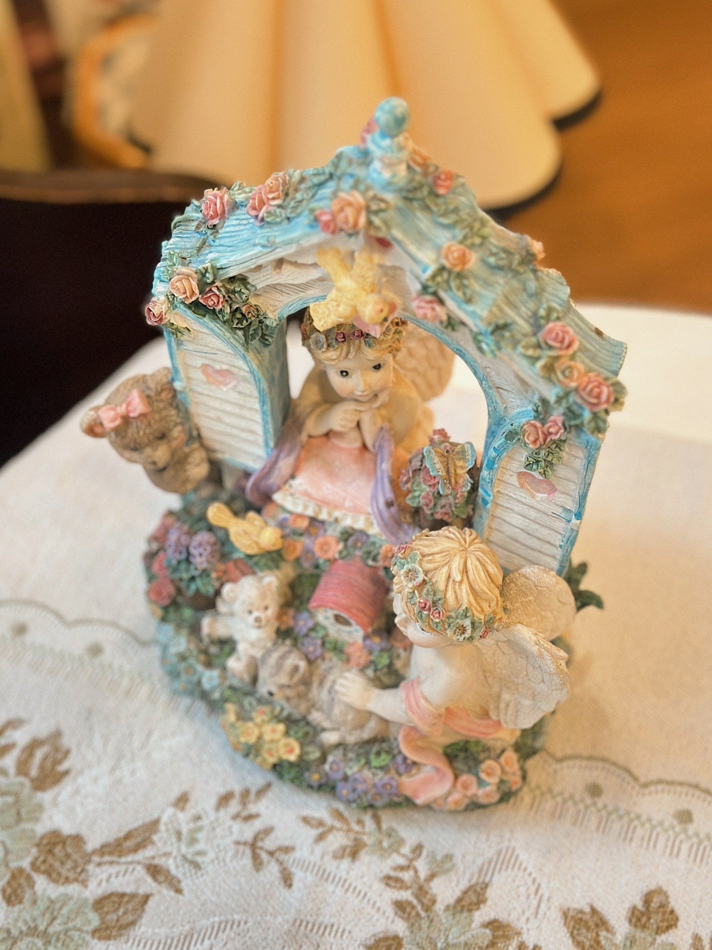 Hộp nhạc gấu teddy cùng bé thiên thần vintage xinh xắn - 'The Look of Love' Tune 🐻
