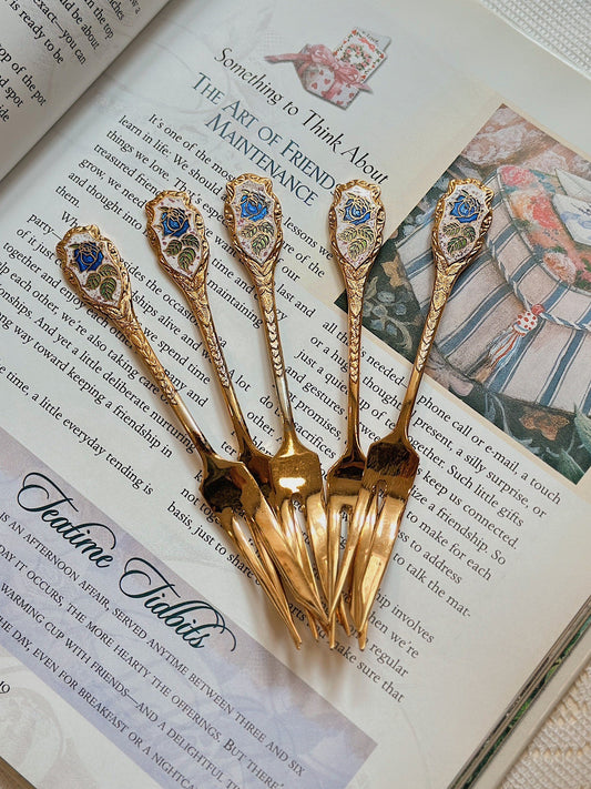 Blue Flower Gold Fork - E.P.N.S