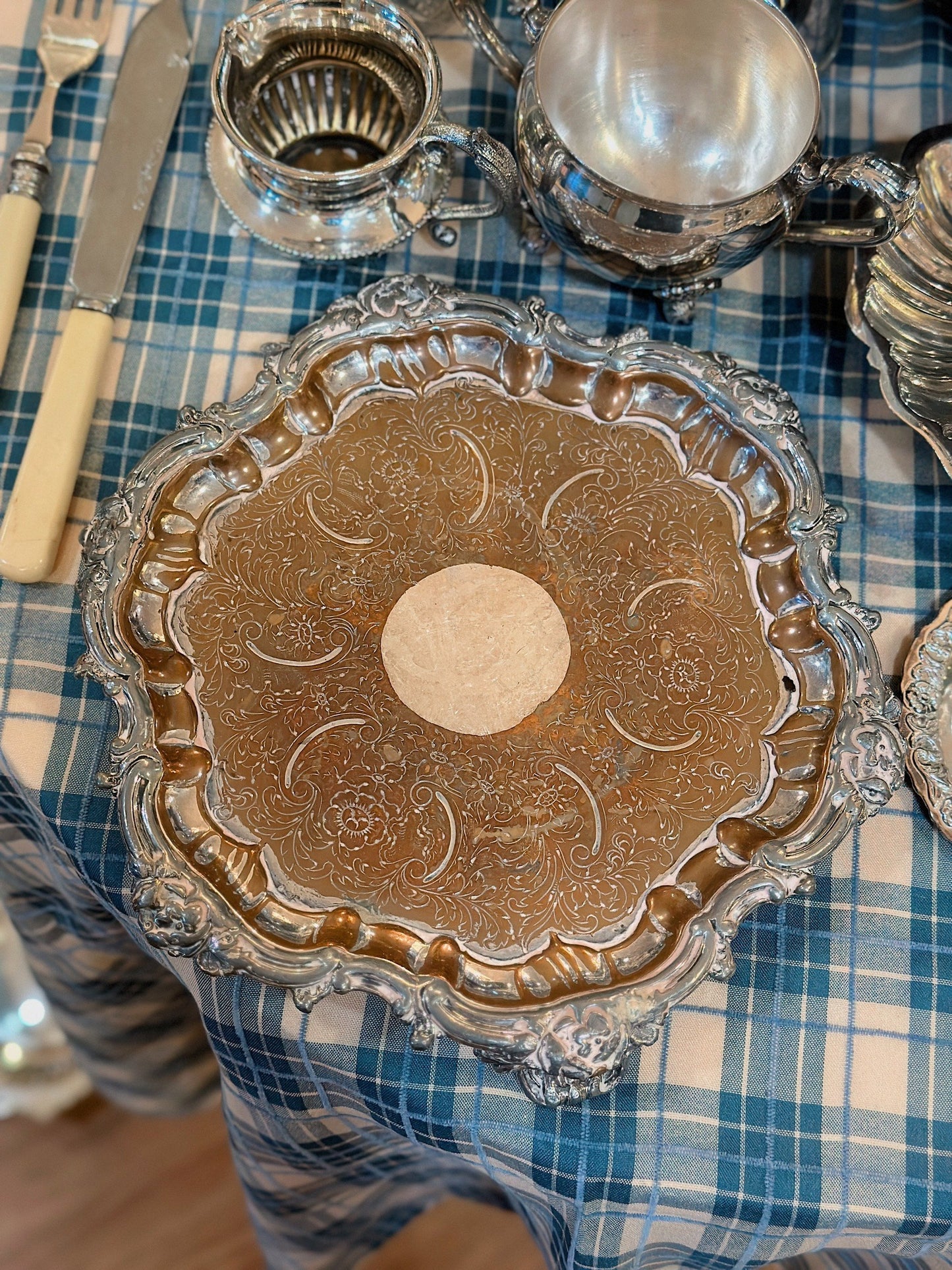 England Vintage Silver Plated Plate witH Stand