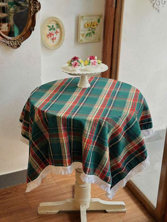 Xmas Green Tartan Tablecloth 02