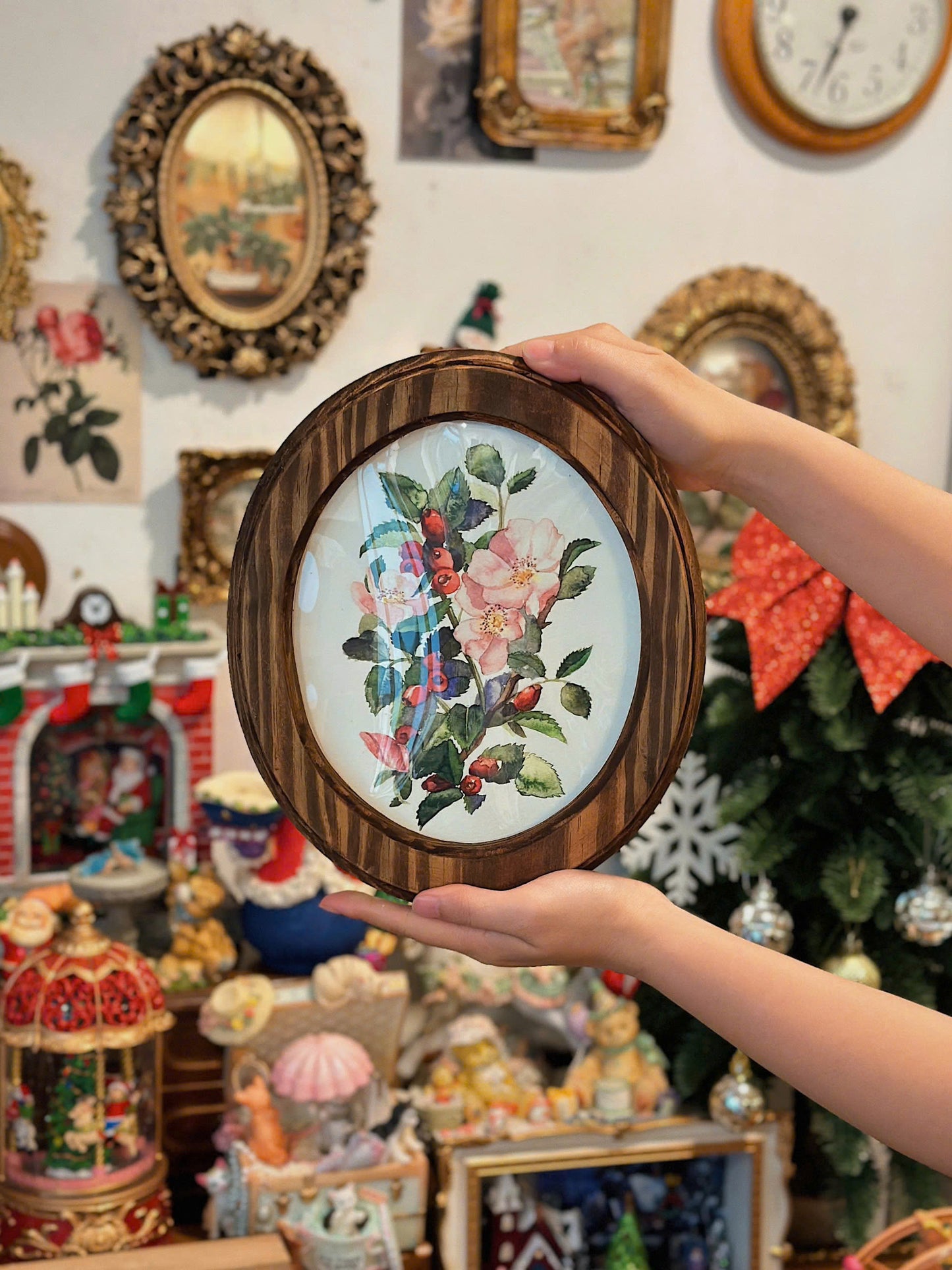 Khung gỗ hình oval handmade