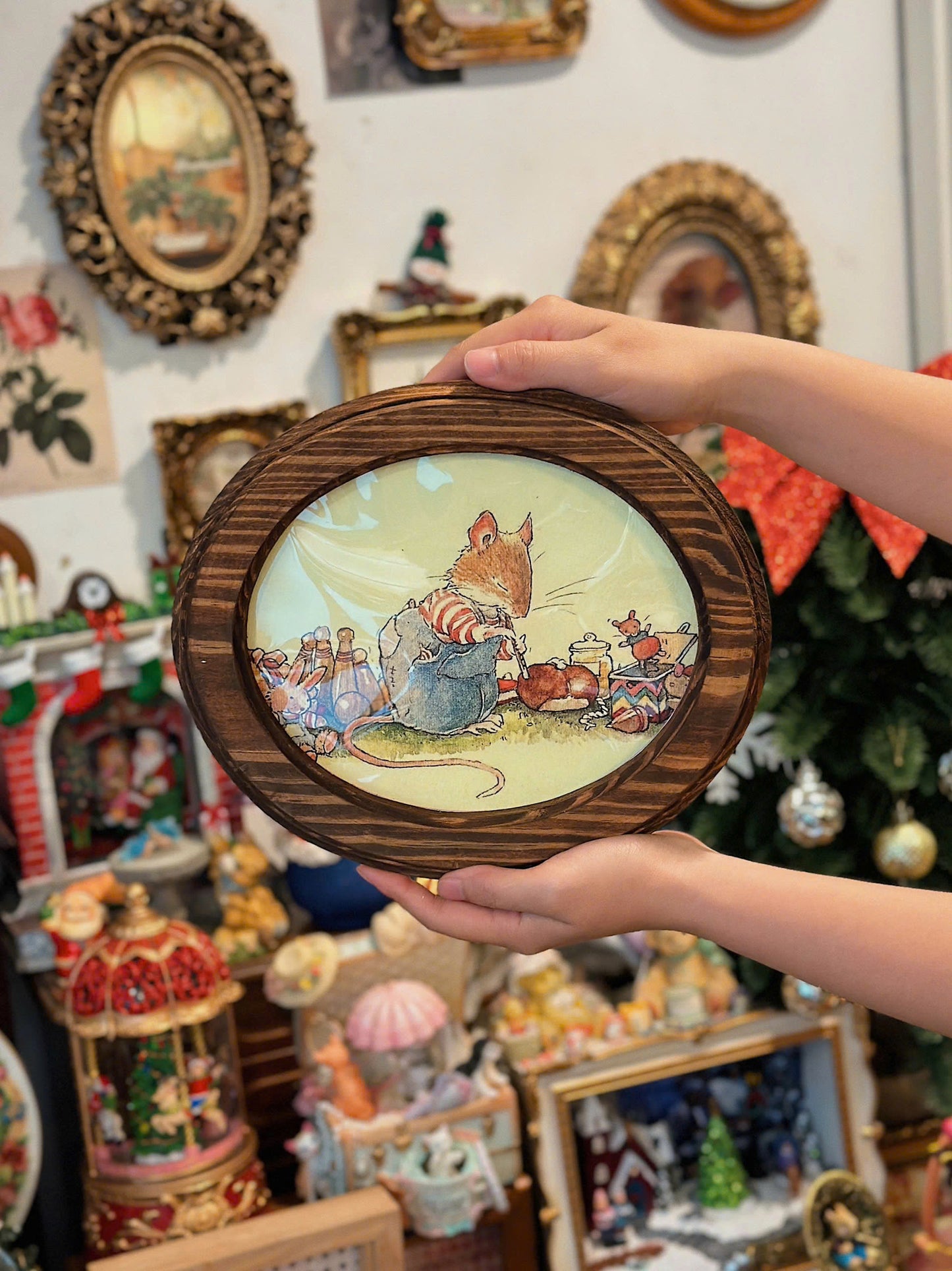 Khung gỗ hình oval handmade