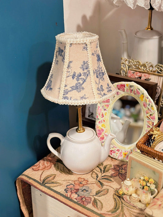 Reworked White Porcelain Teapot Lamp - Made in Germany