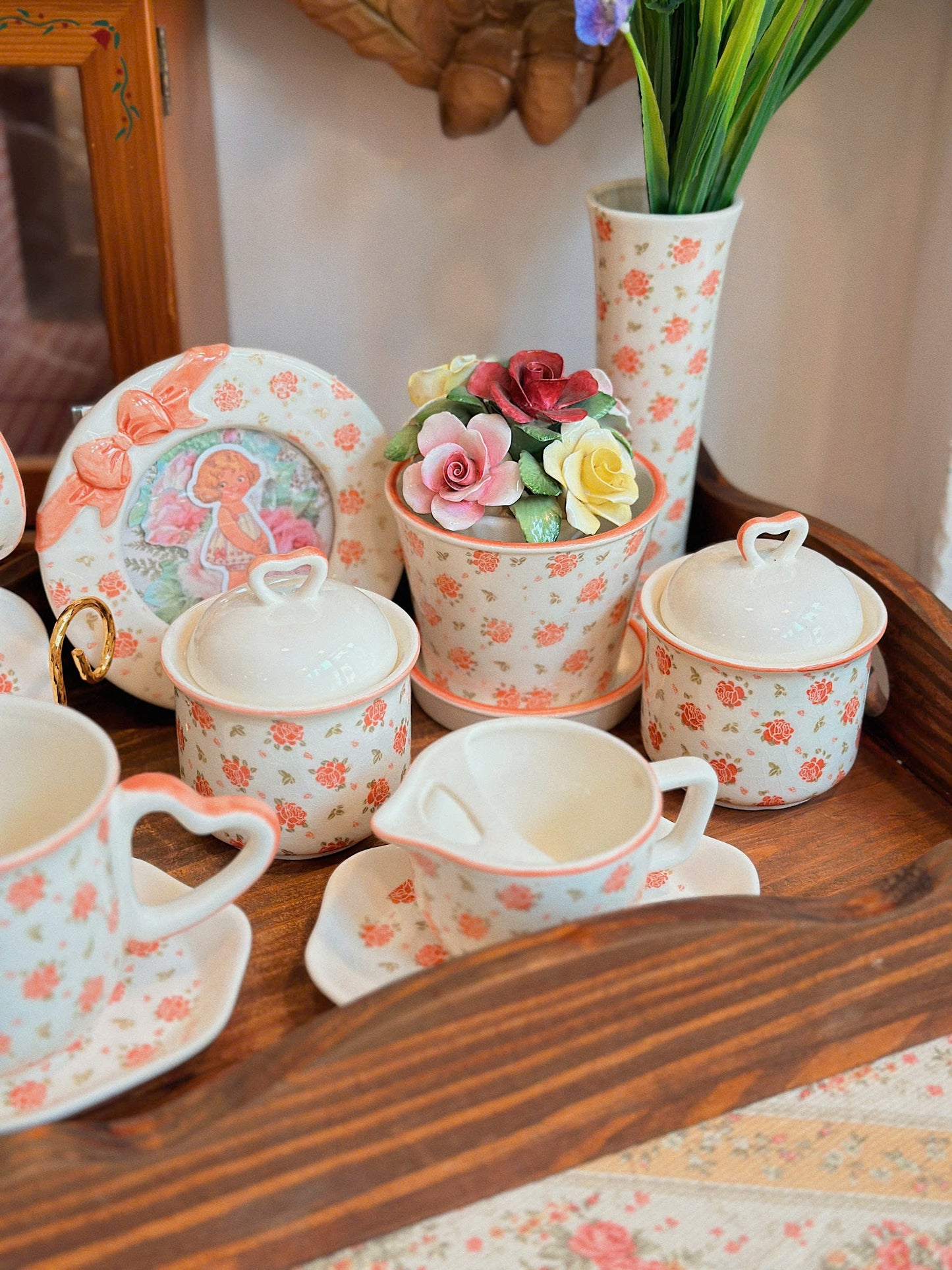 Tiny Roses Pattern Ceramic Set - Tasaki Shinju