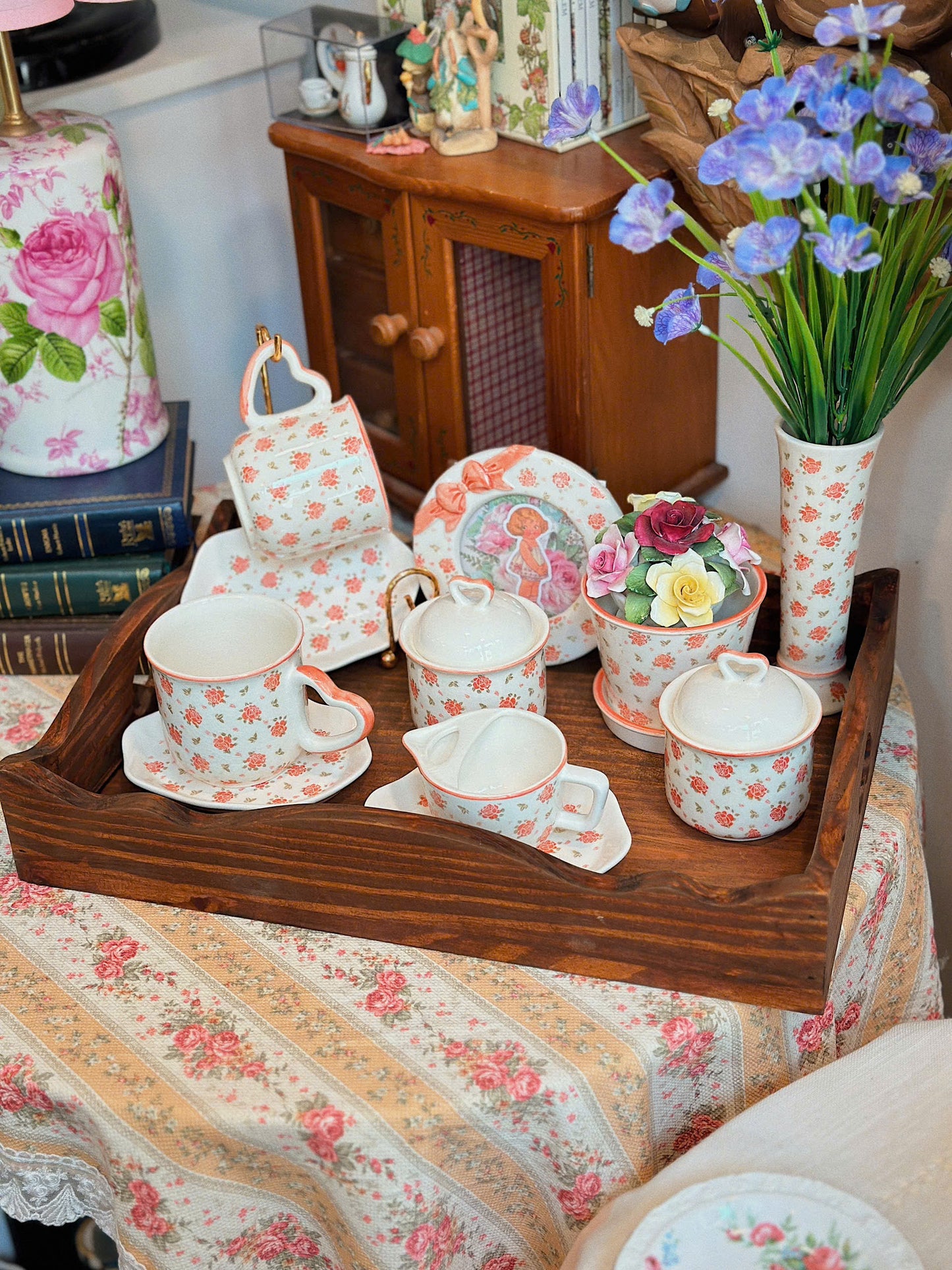 Tiny Roses Pattern Ceramic Set - Tasaki Shinju