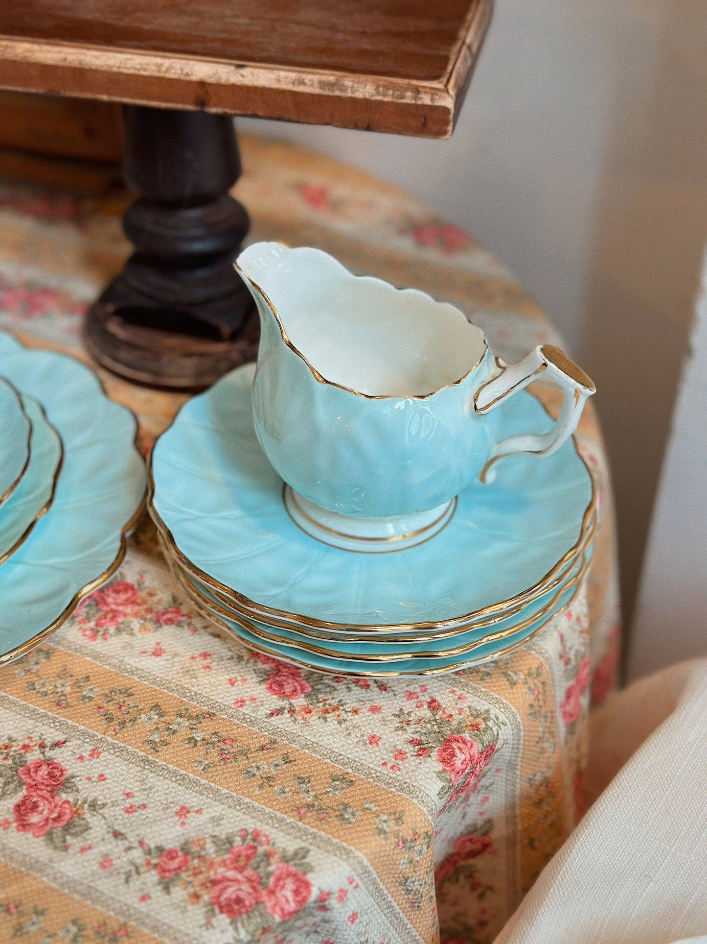 Vintage Aynsley “Aquamarine Crocus” Dessert Set
