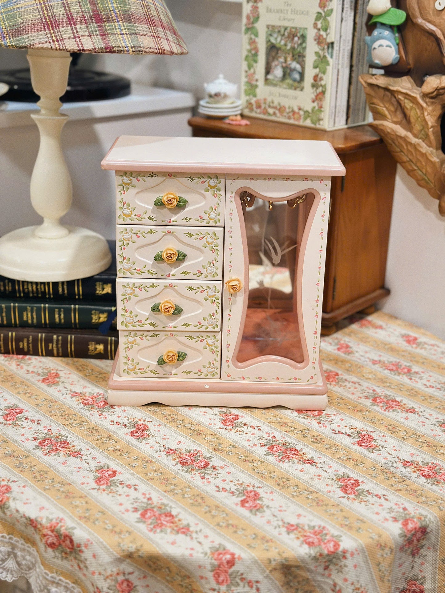 Vintage Hand Painted Jewelry Cabinet