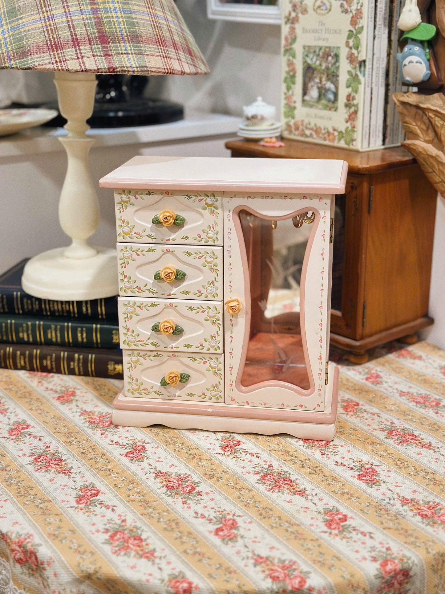 Vintage Hand Painted Jewelry Cabinet