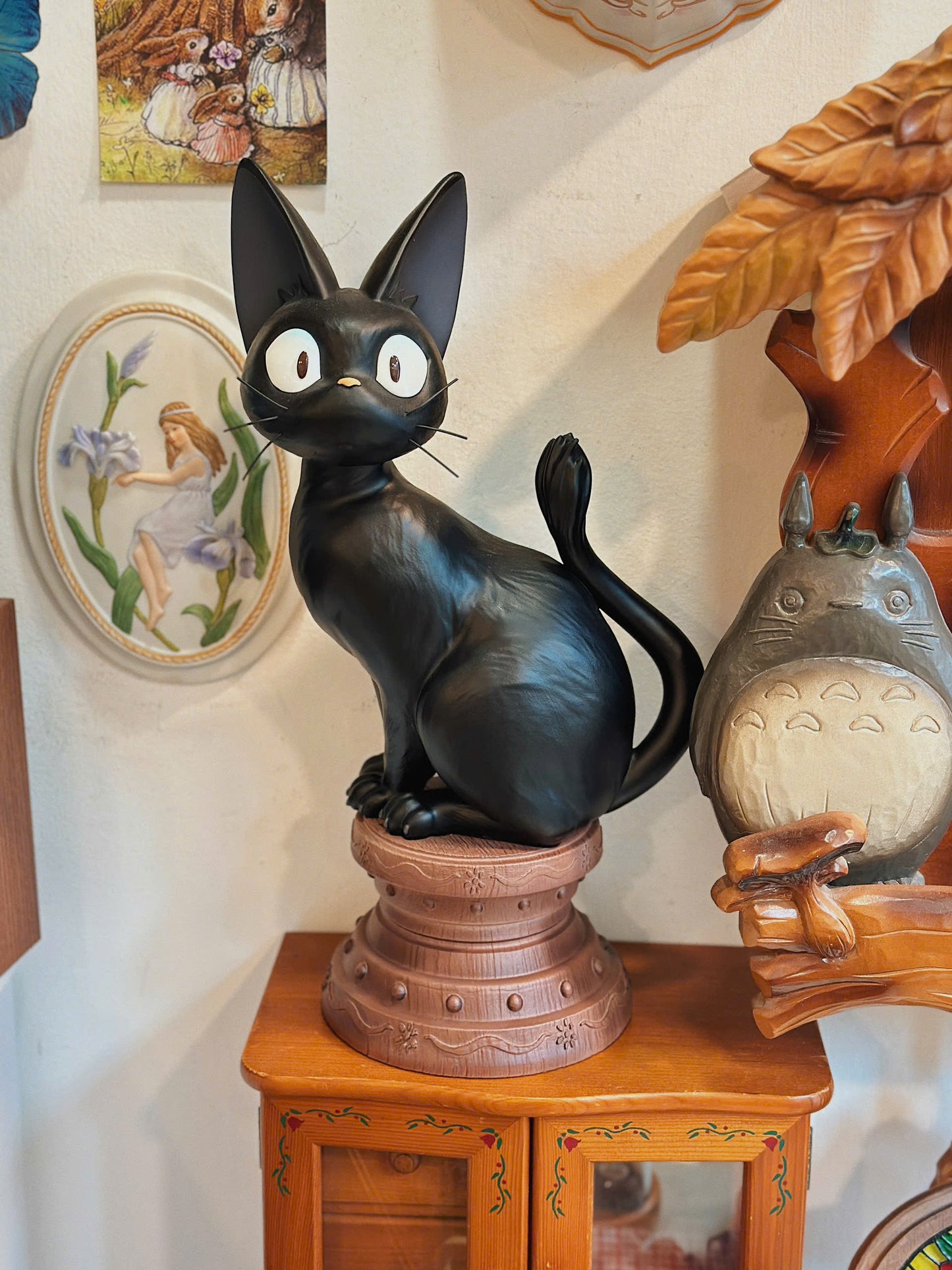 Ghibli Kiki's Delivery Service Jiji Cat Sitting Figure Ornament with Pedestal