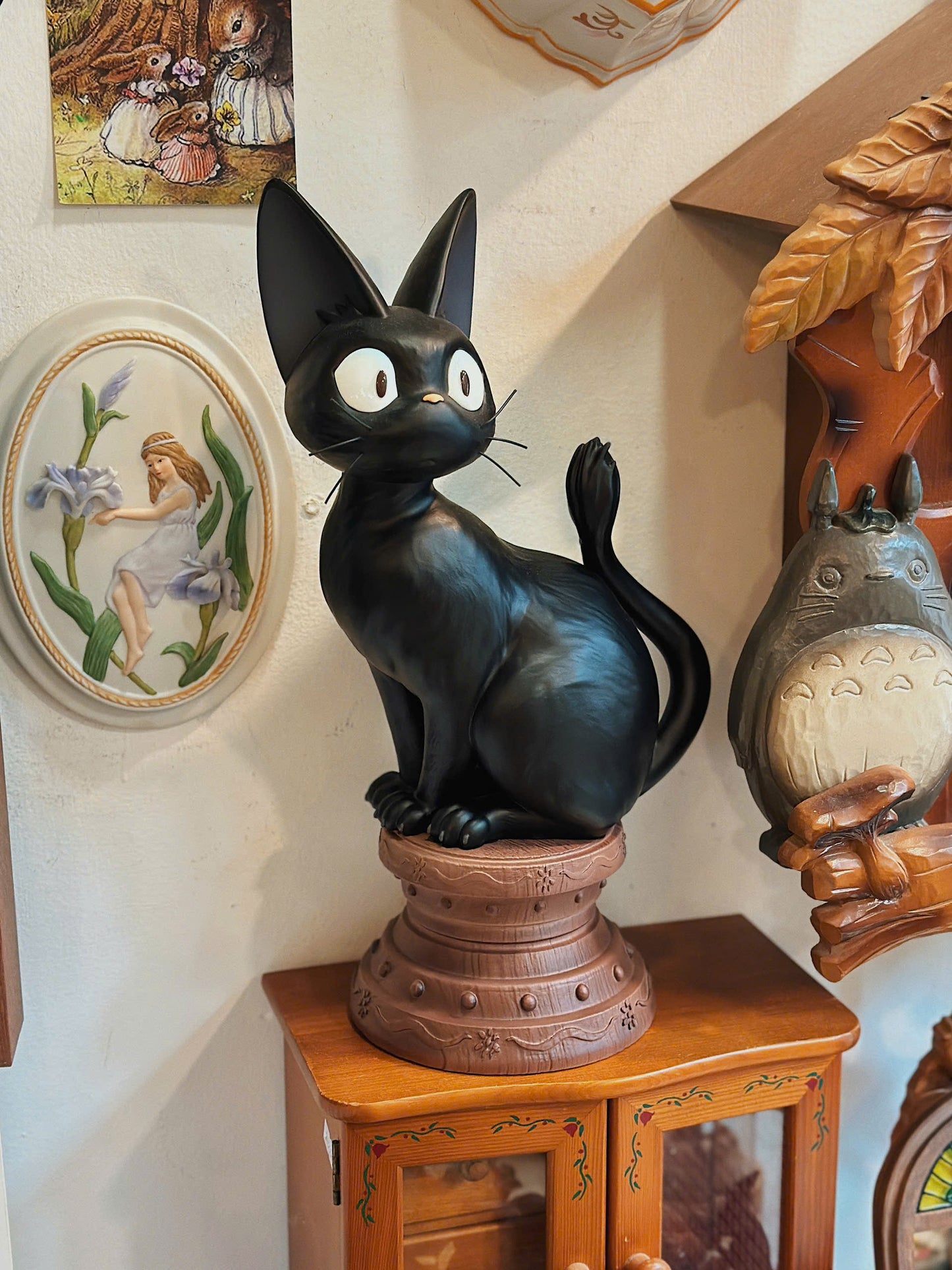 Ghibli Kiki's Delivery Service Jiji Cat Sitting Figure Ornament with Pedestal