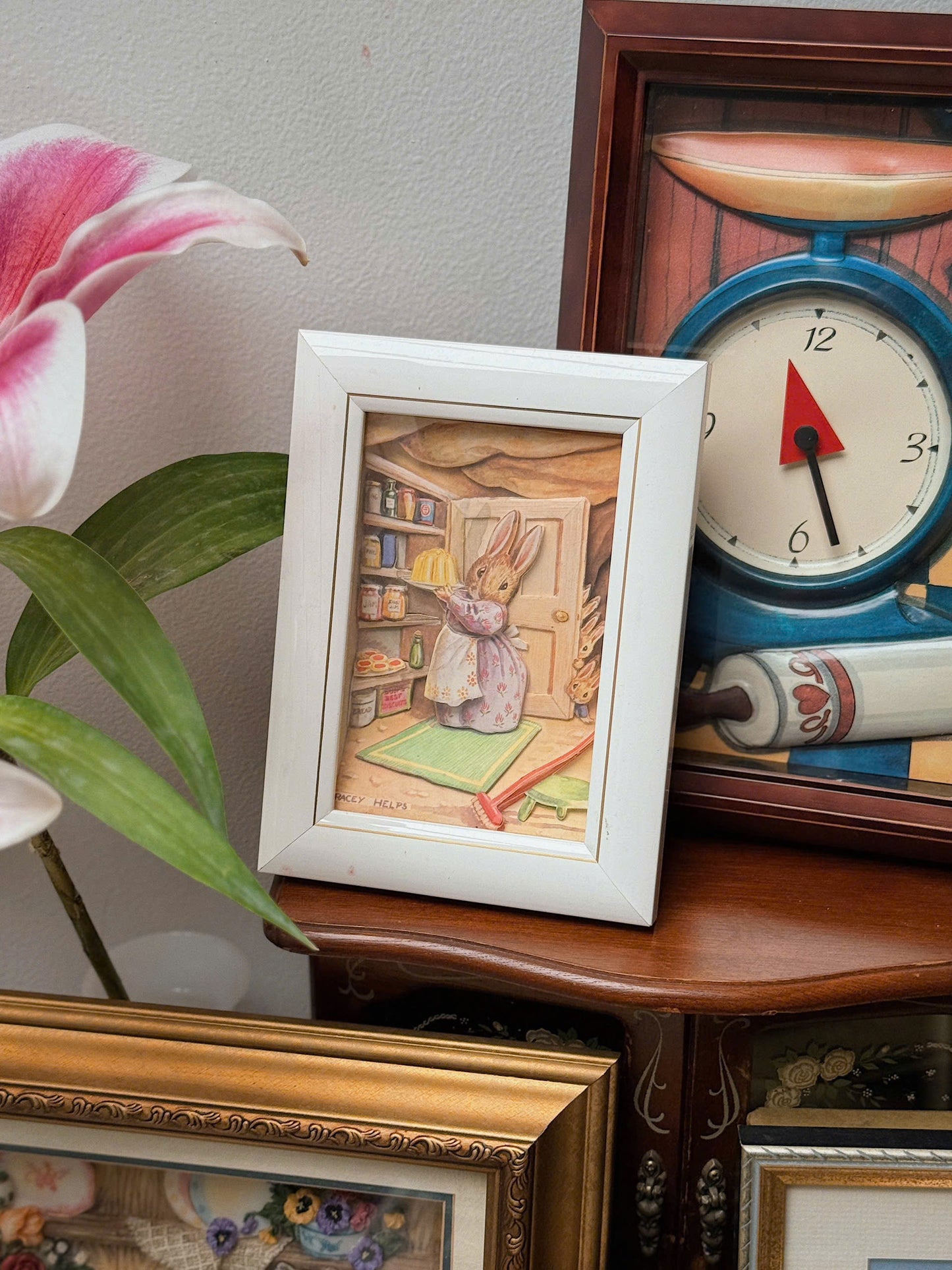 Rabbits Paper Tole Wooden Frame