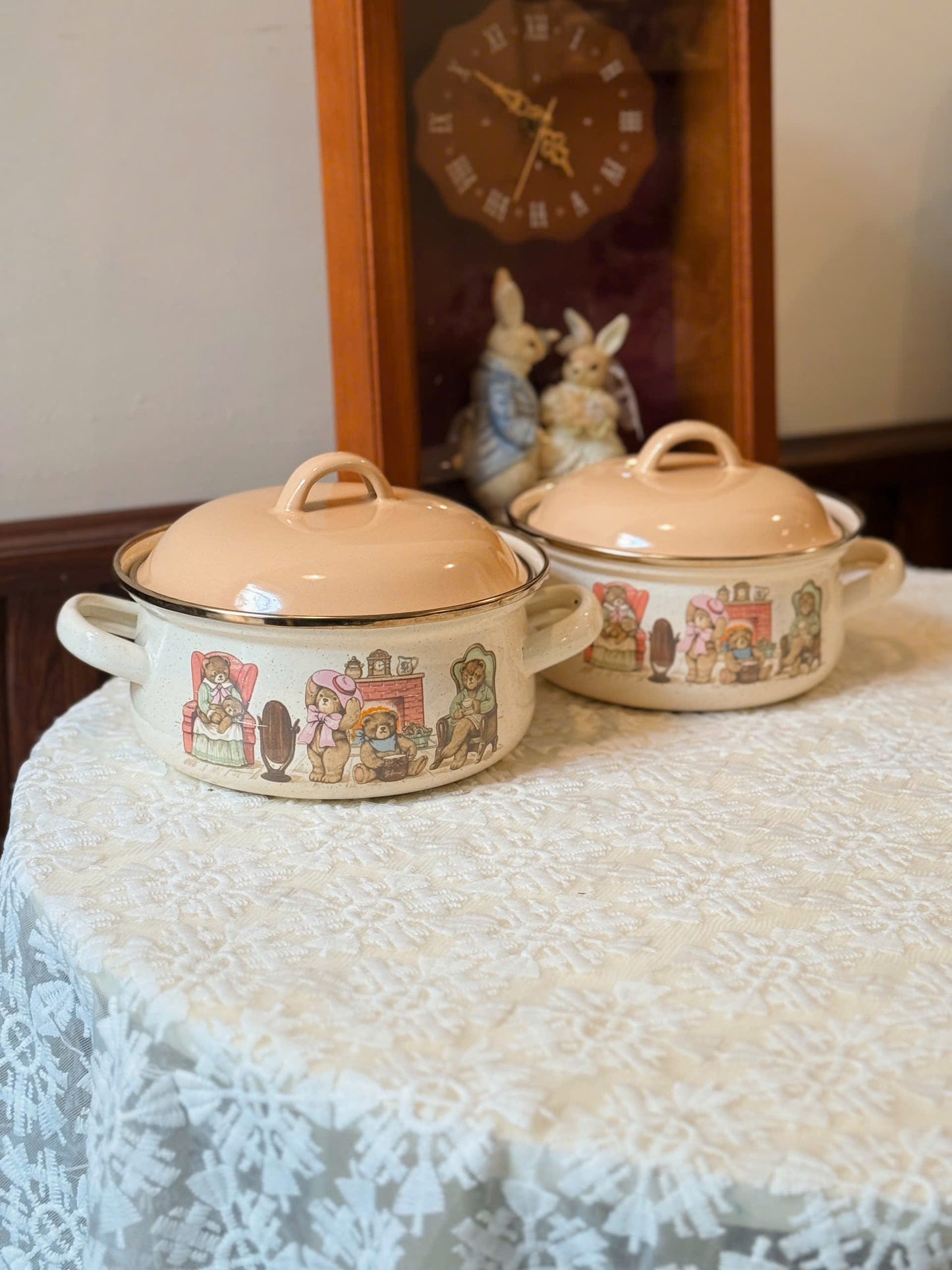 Teddy Bears Enamel Pot & Bowl