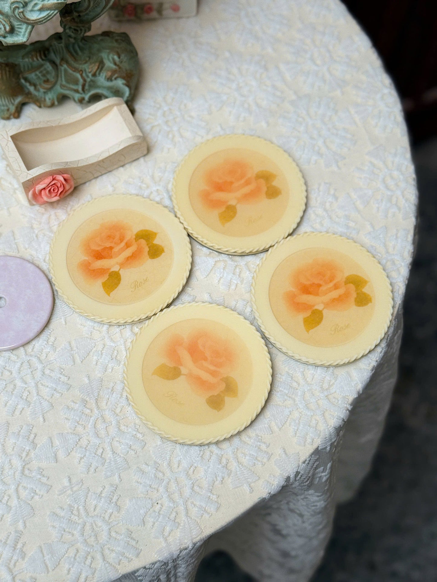 Vintage Rose Pattern Coaster
