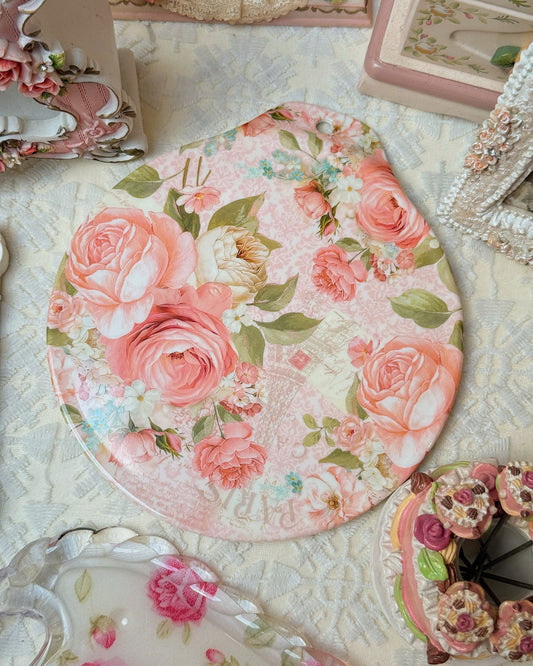 Vintage Rose Pattern Round Tray