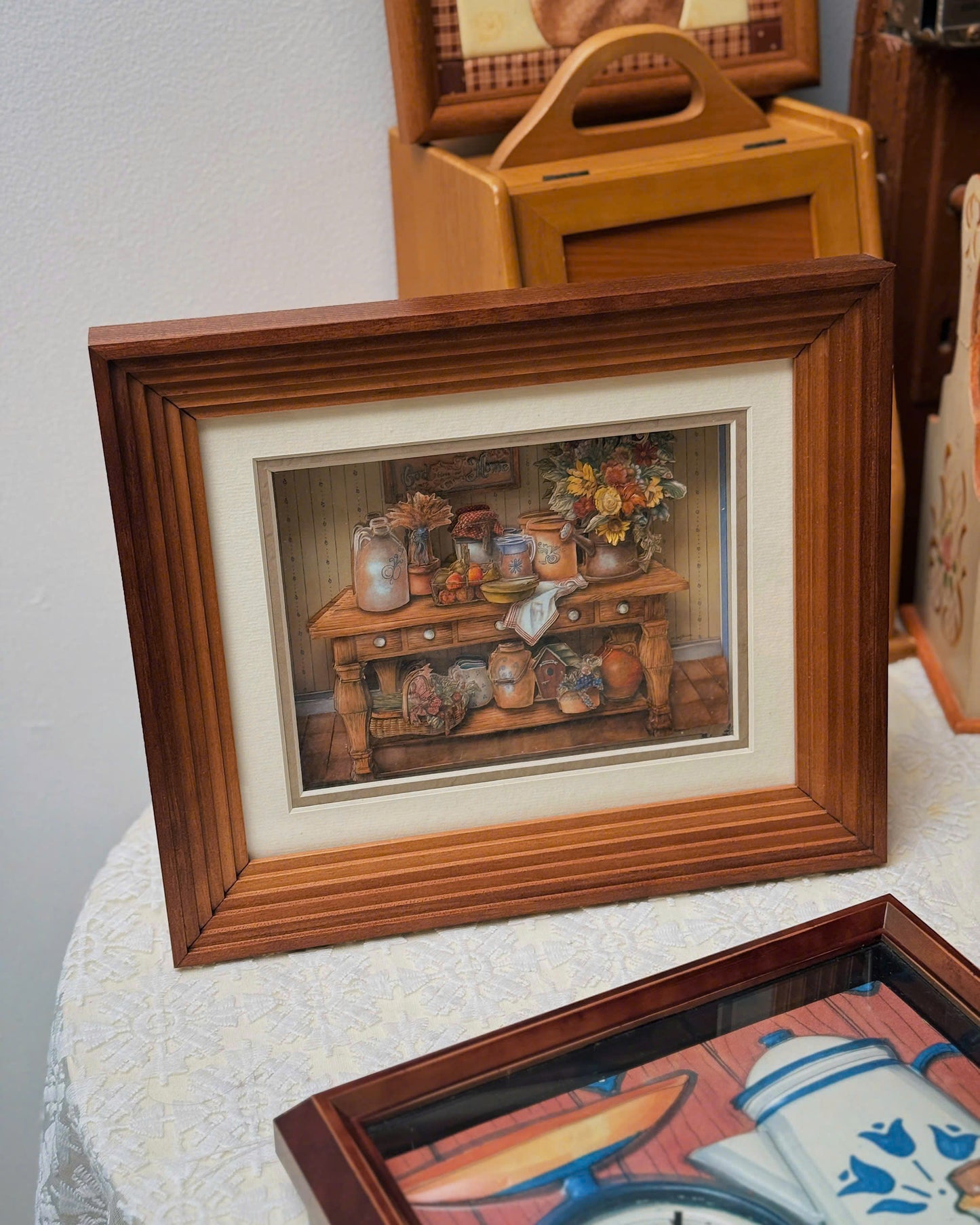 Vintage Paper Tole Wooden Art Frame