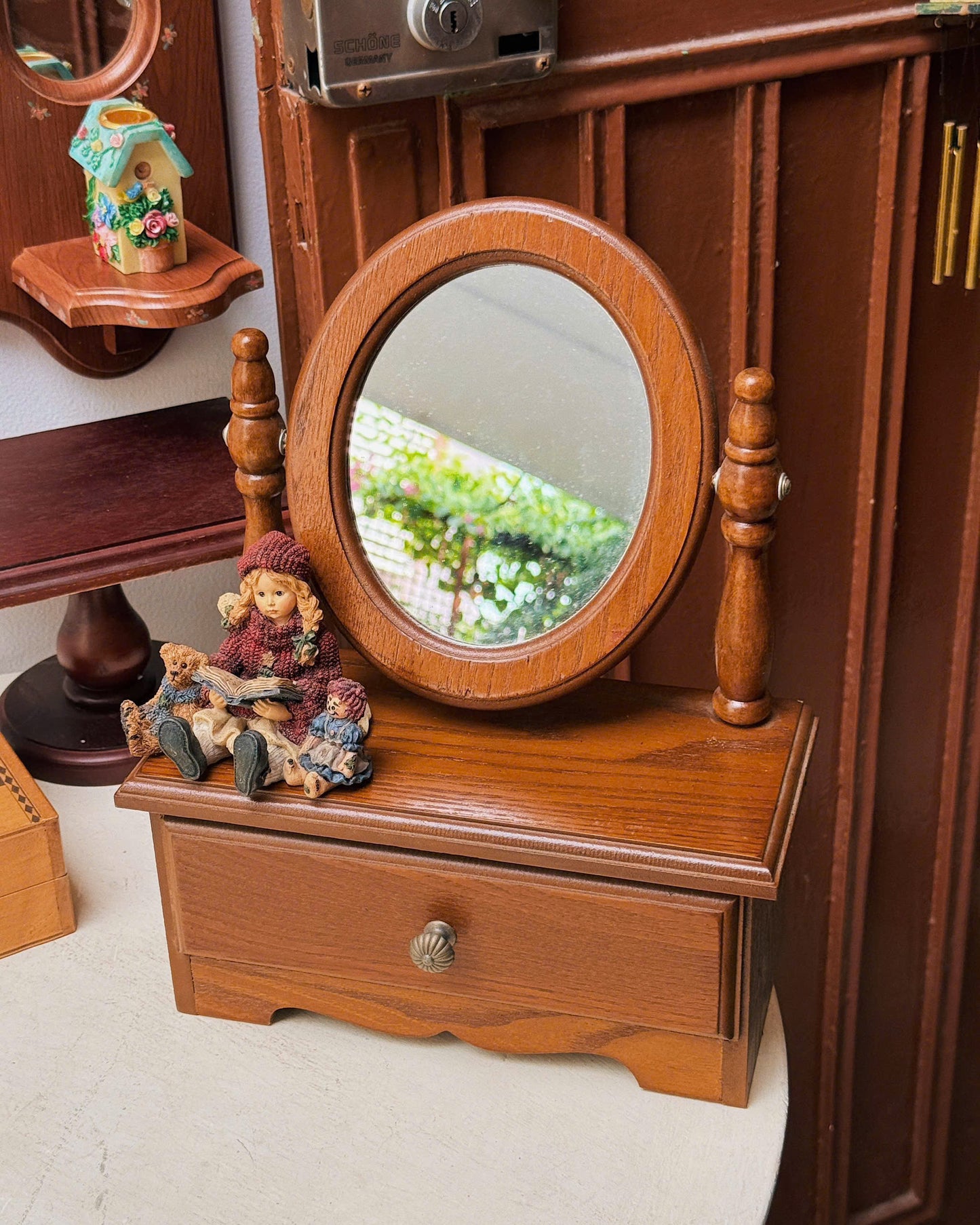 Vintage Wooden Vanity Mirror