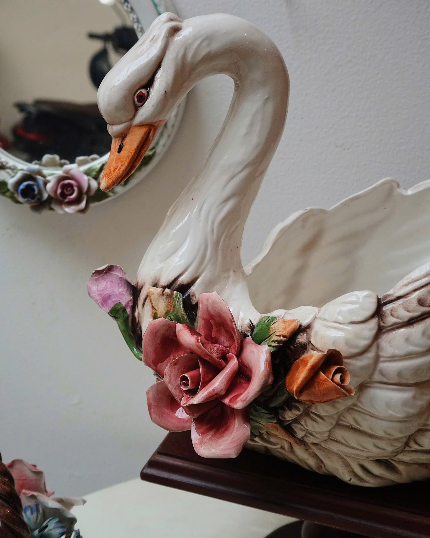 Vintage Swan Rose Ornament
