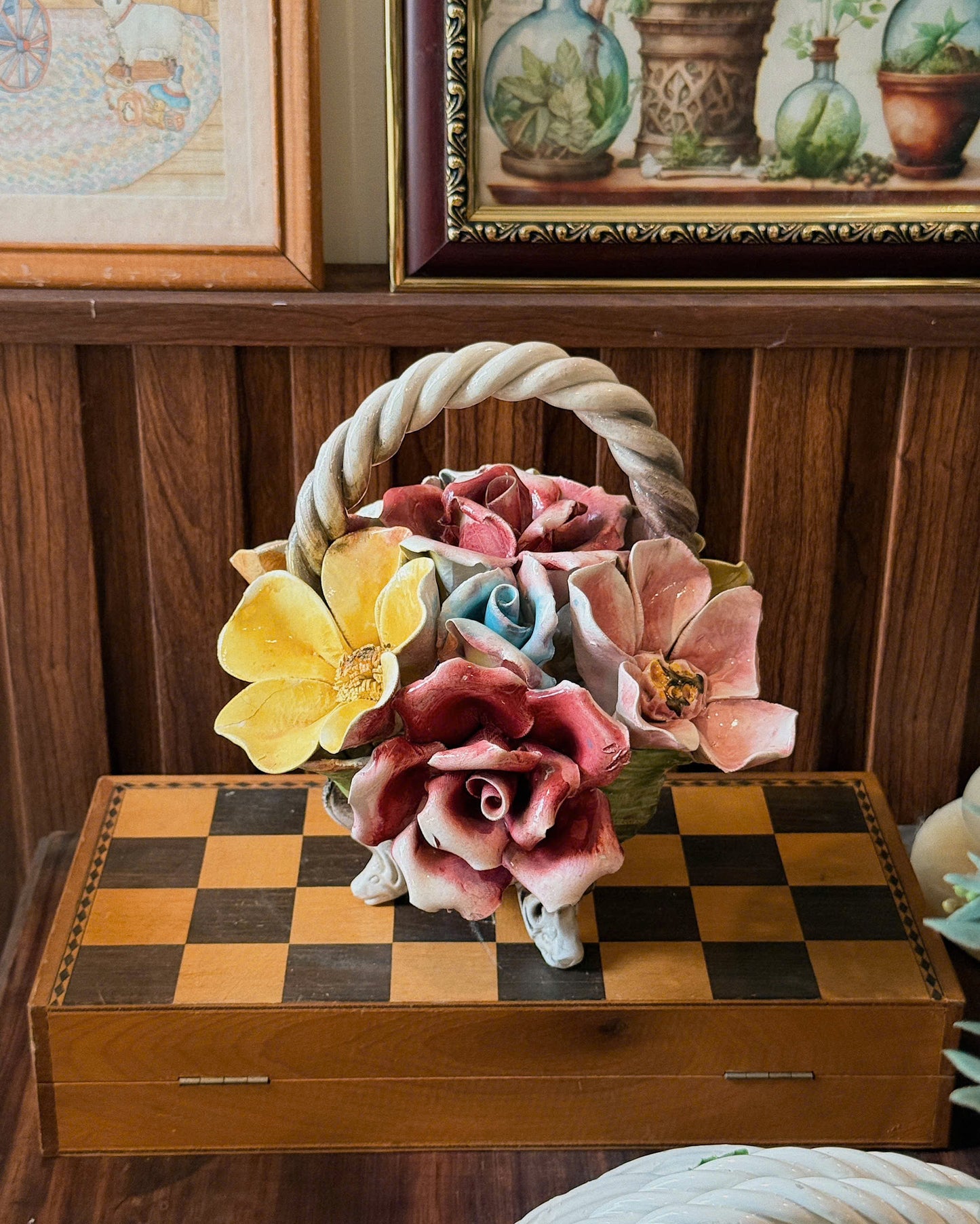 Vintage Ceramic Flower Basket